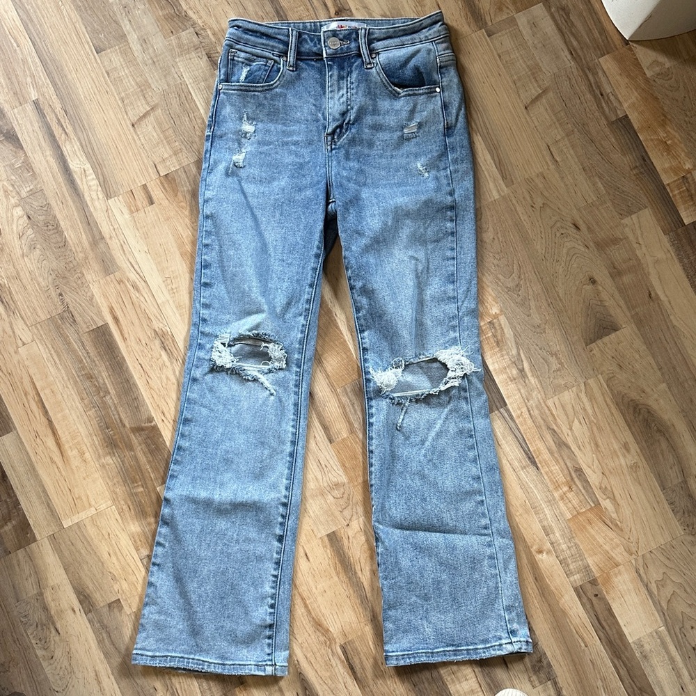 Classic Distressed Wide Leg Jeans